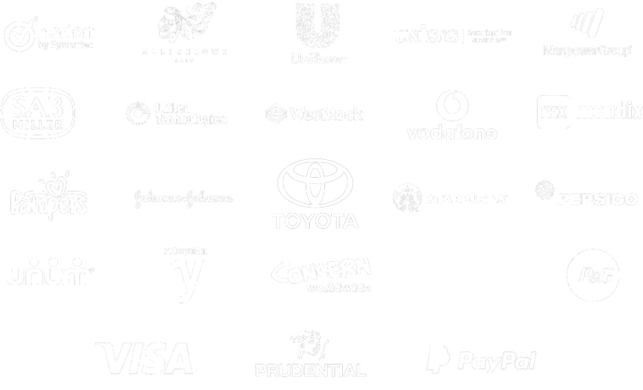 An image showing the brands that Reputation Leaders has worked with including Toyota, Norton, United Technologies, Vodafone, Pepsico and others