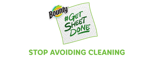 Image: Bounty logo with hashtag #getsheetdone and phrase, "stop avoiding cleaning"