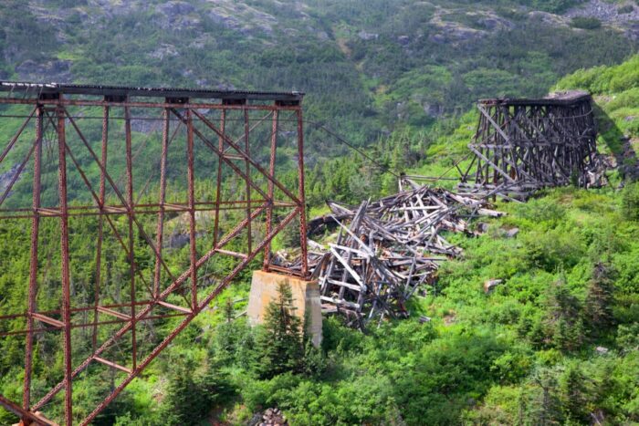 A photo of a collapsed bridge